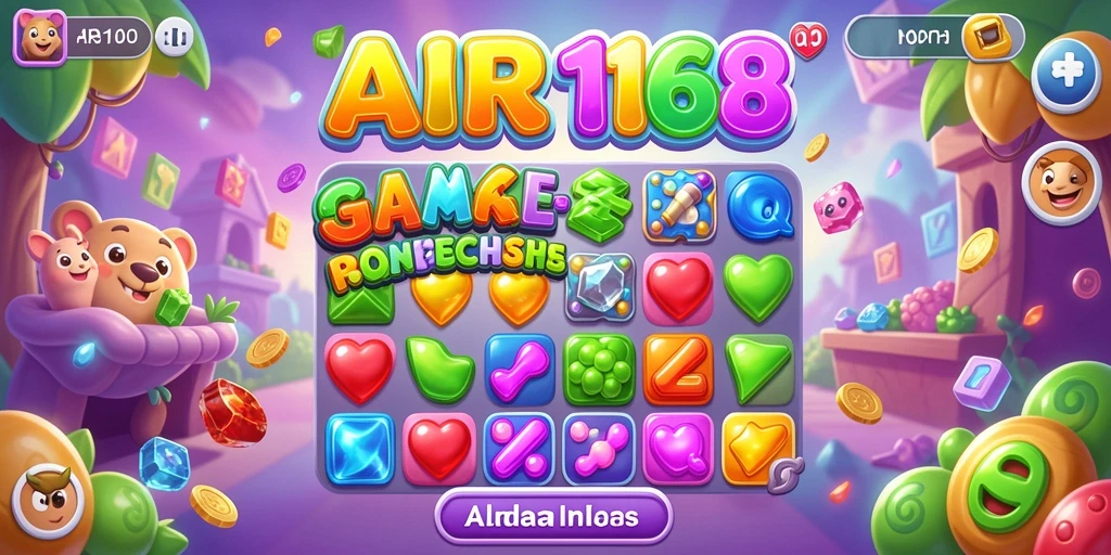 Screenshot gameplay AIR168 menunjukkan kombinasi yang dinamis dalam Match-3.