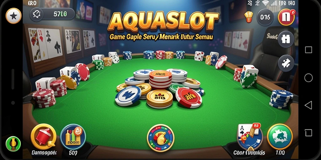Screenshot menampilkan gameplay seru AQUASLOT di dalam permainan Gaple.
