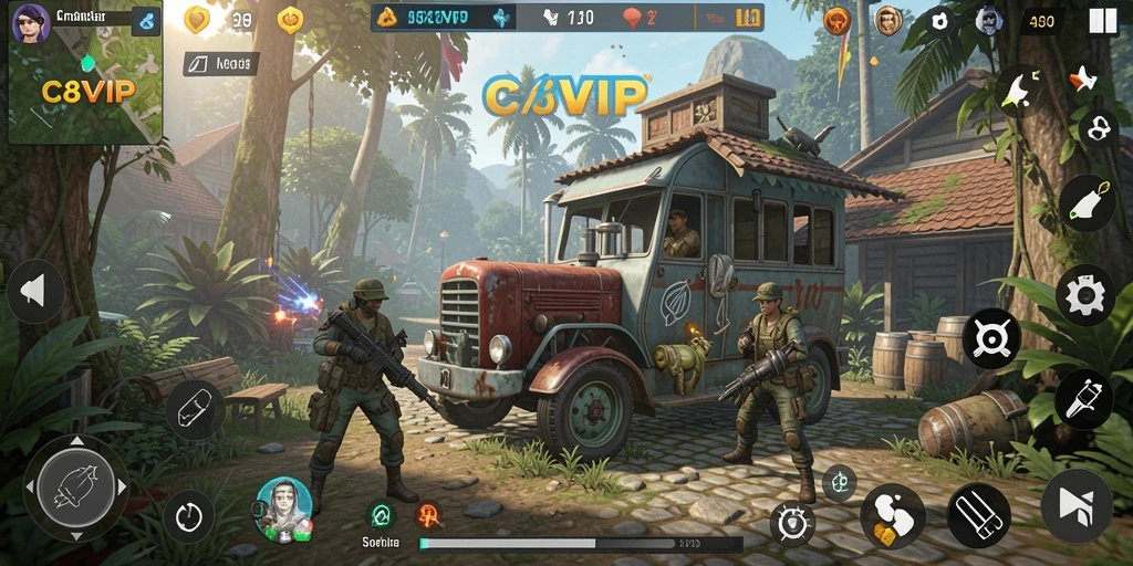 Tangkapan layar gameplay C8VIP yang menampilkan interaksi karakter yang mendalam.