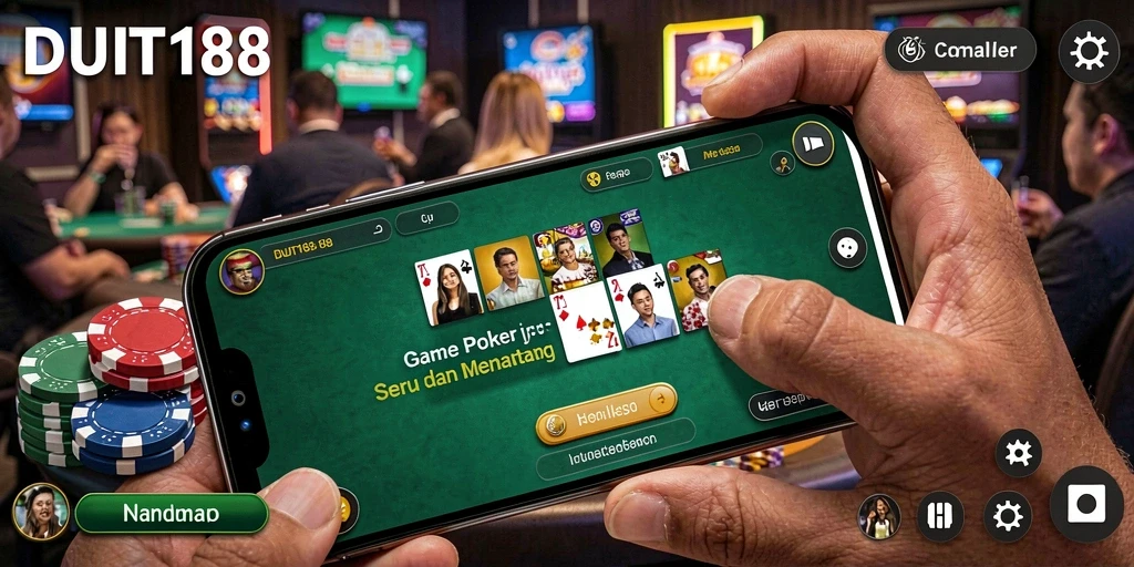 Tampilan gameplay poker yang mendebarkan di DUIT188.