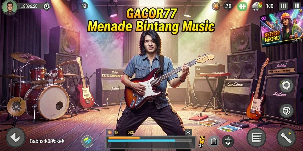 Screenshot GACOR77 menampilkan gameplay seru dengan berbagai lagu.