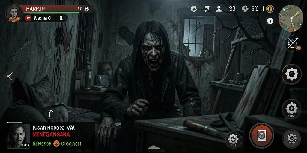 Screenshot gameplay HOROR HARAPJP menampilkan suasana menegangkan dan mencekam.