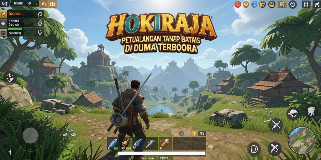Tampilan gameplay HOKIRAJA yang menawan di dunia terbuka.