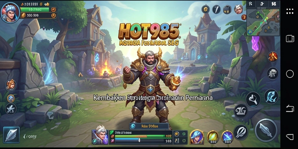 Screenshot gameplay HOT985 menunjukkan aksi pertempuran yang mendebarkan dan pembangunan strategis.