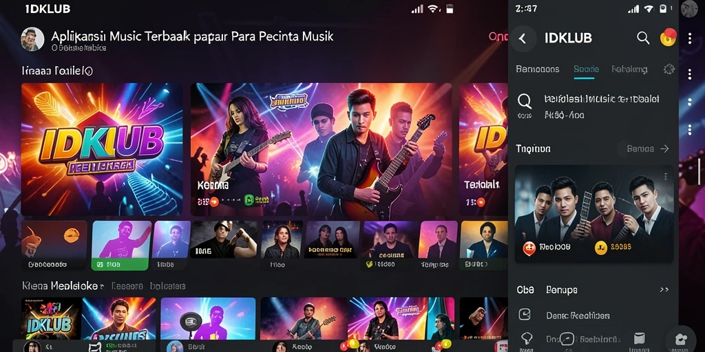 Screenshot gameplay IDKLUB menunjukkan keseruan berkaraoke dan bermain musik.