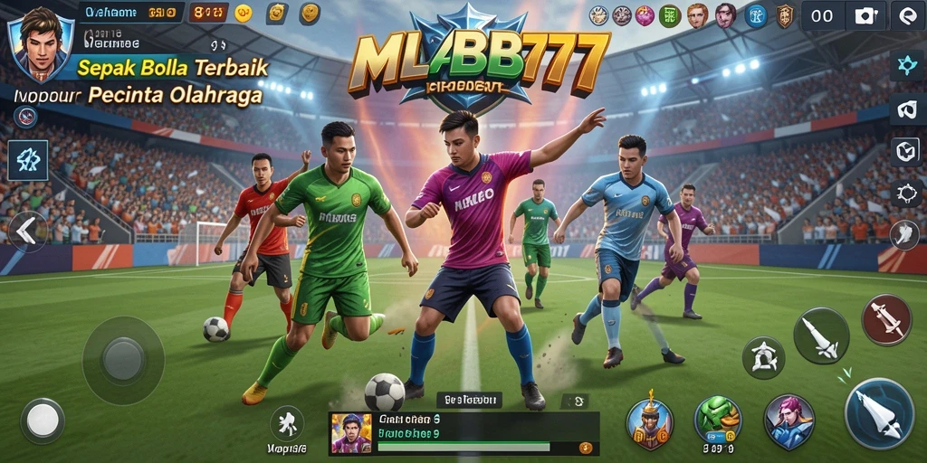 Tampilan seru gameplay sepak bola dalam MLBB777.