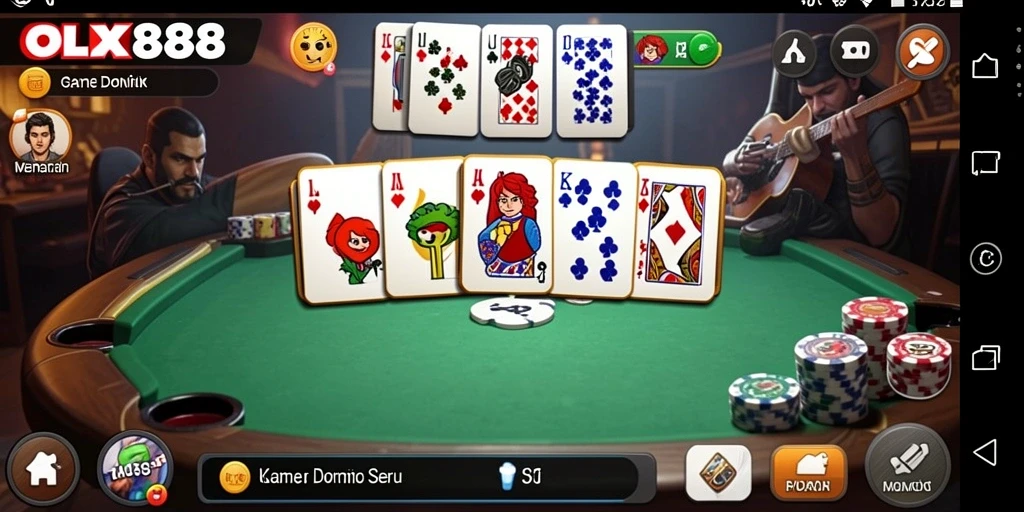 Tampilan gameplay OLX888 yang seru saat bermain Domino.