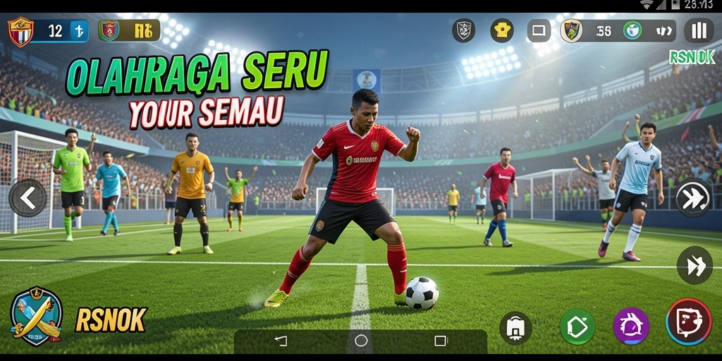 Tampilan gameplay seru dari RSNOK yang menampilkan berbagai olahraga.