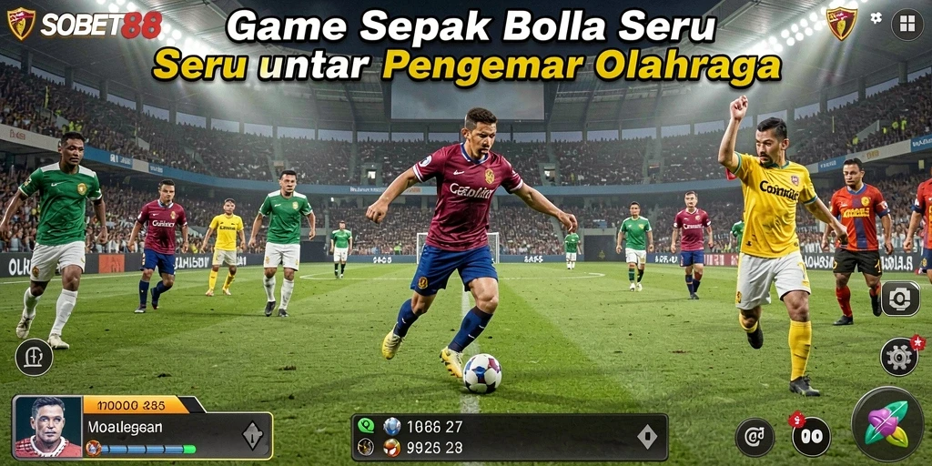 Tampilan gameplay SOBET88 yang menegangkan dan menarik di lapangan sepak bola.