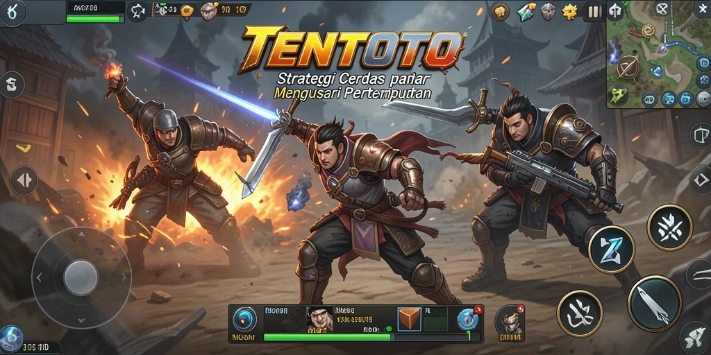 Screenshot gameplay TENTOTO menampilkan aksi pertempuran strategis yang mendebarkan.