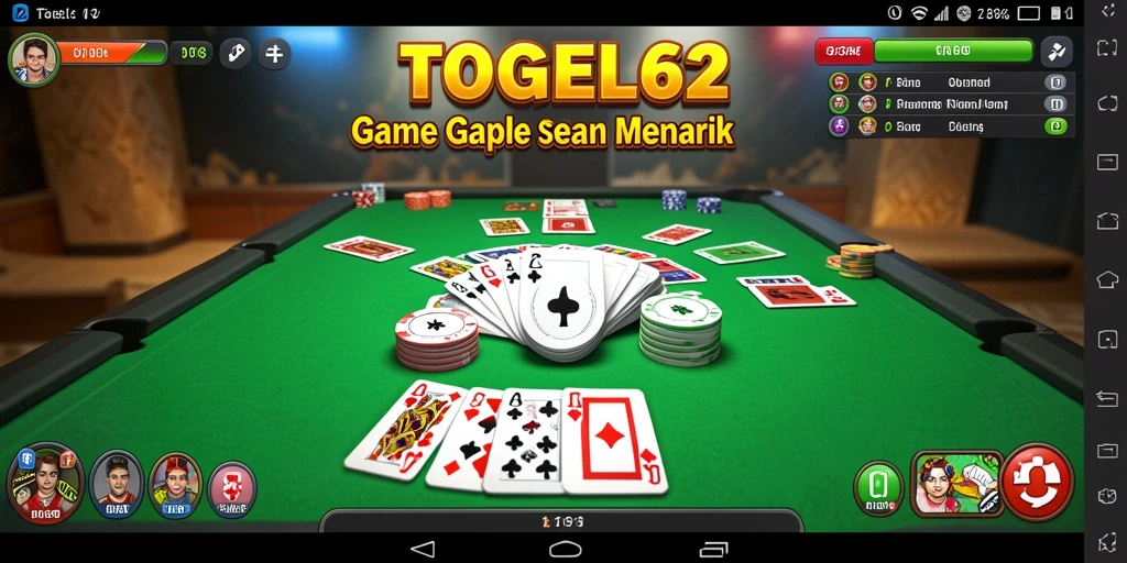Screenshot gameplay seru dari TOGEL62 yang menampilkan suasana permainan gaple.
