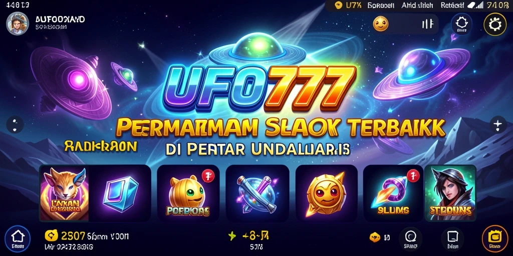 Tampilan gameplay seru di UFO777 dengan berbagai simbol slot.