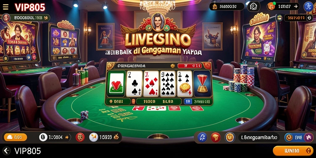 Tampilan gameplay Live Casino yang mendebarkan dan interaktif di VIP805.