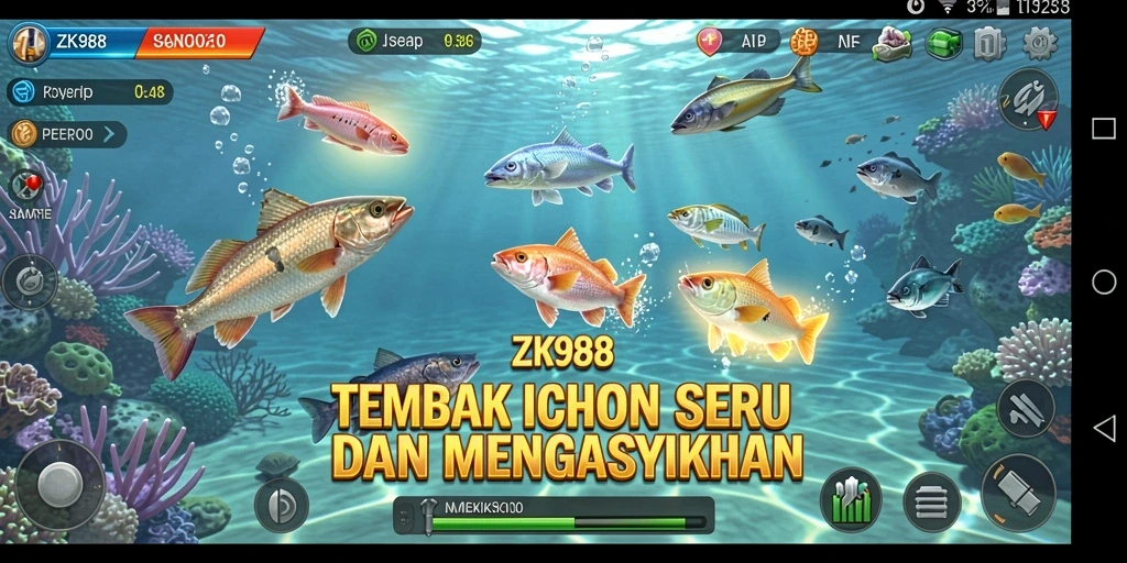 Gameplay ZK988 yang mengasyikkan saat menembak ikan.