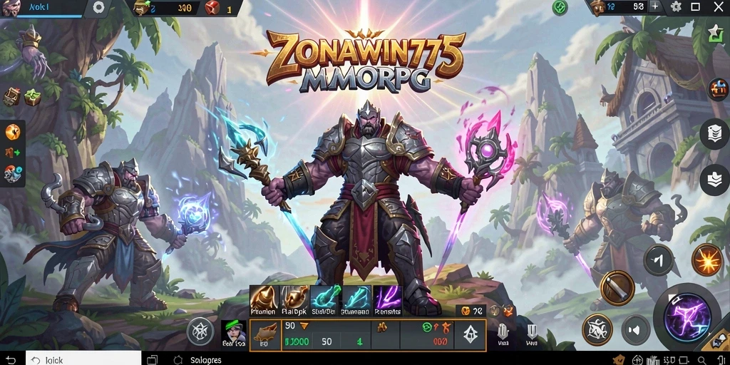 Screenshot ZONAWIN777 menampilkan pertempuran seru di dunia MMORPG.